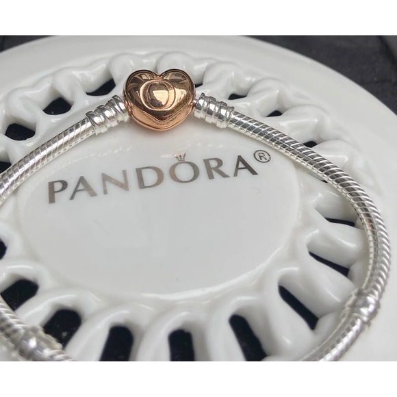NWT Authentic Pandora MOMENTS Heart Clasp Snake Chain Bracelet#580719-19 - Picture 4 of 4